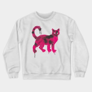 Pink Cat Spray Paint Graffiti Crewneck Sweatshirt